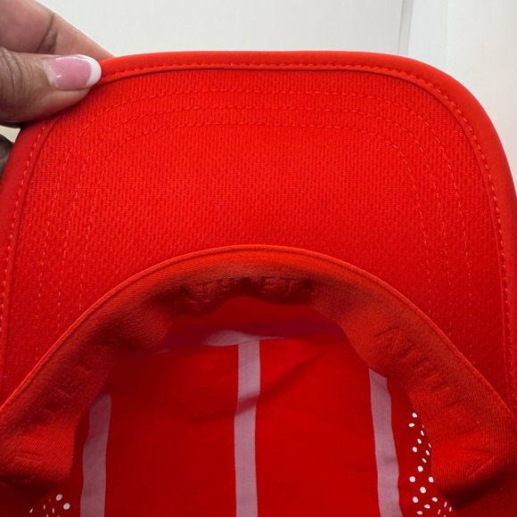 Athleta Womens Orange Perforated Running Hat Adjustable Bungee One Size Cap - Picture 10 of 11